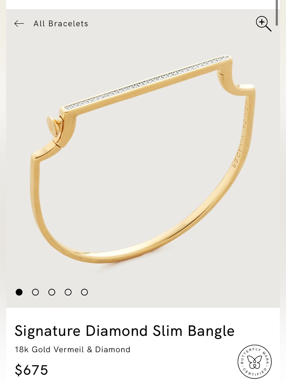 Monica Vinader Signature Diamond Slim Bangle